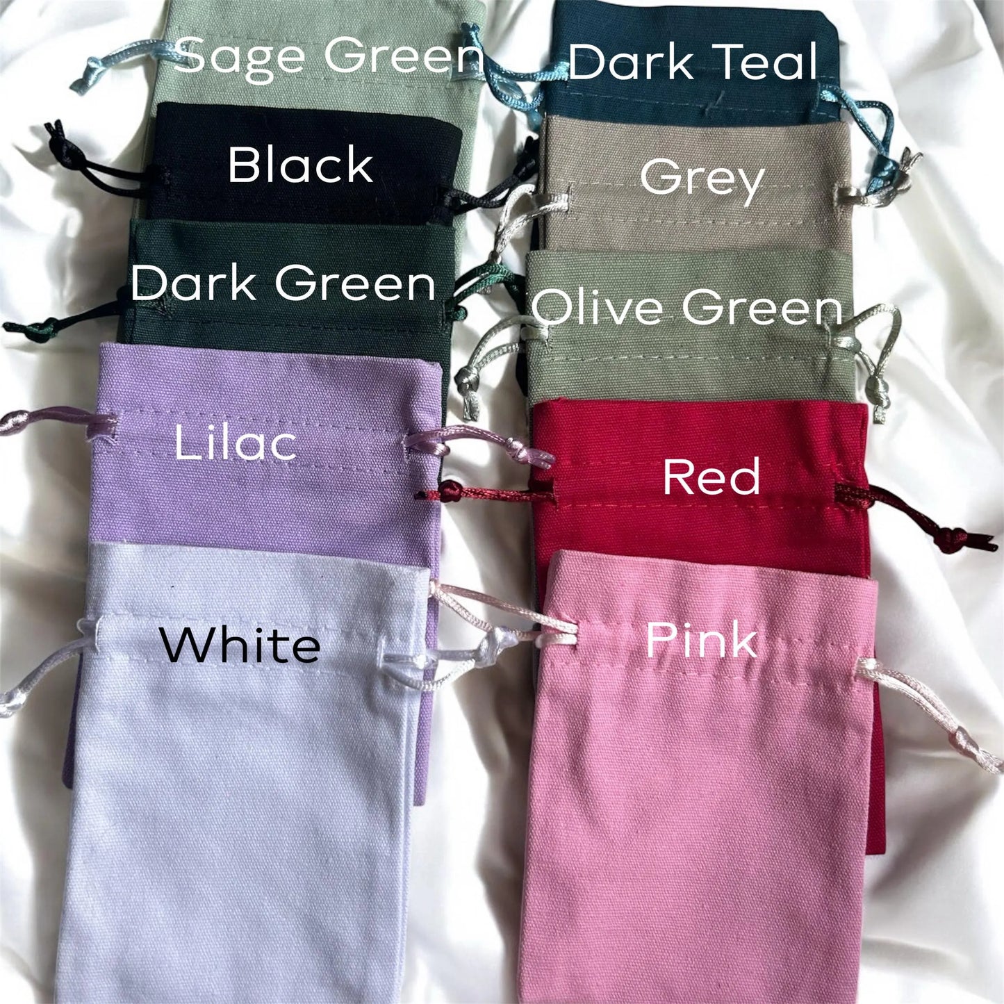 Personalised Silk Drawstring Cotton Bag: Jewellery Gift Small - Custom Name