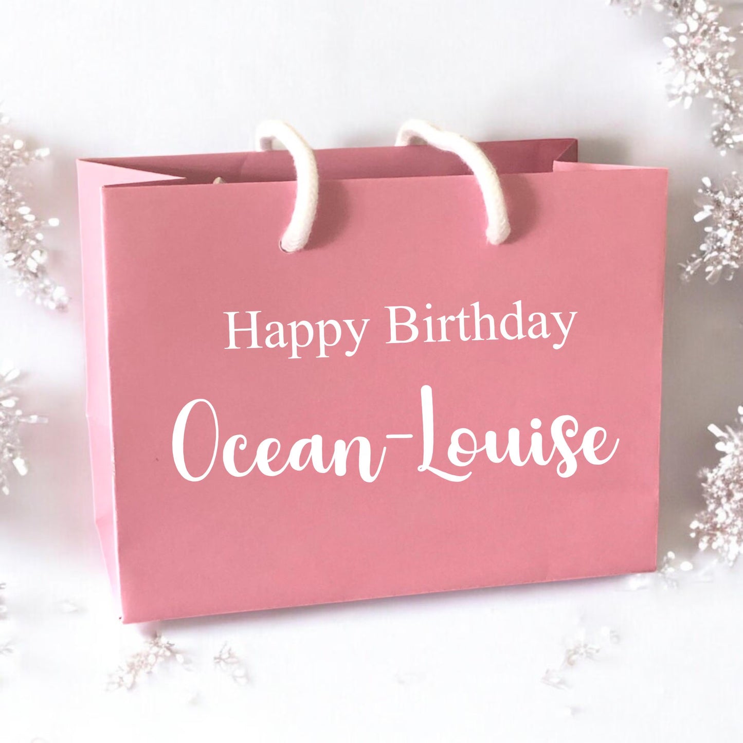 Pink Happy Birthday Custom Name Gift Bag With Rope Handle Personalised Small Medium Large Bags Gifts Present Table Gift Surprise
