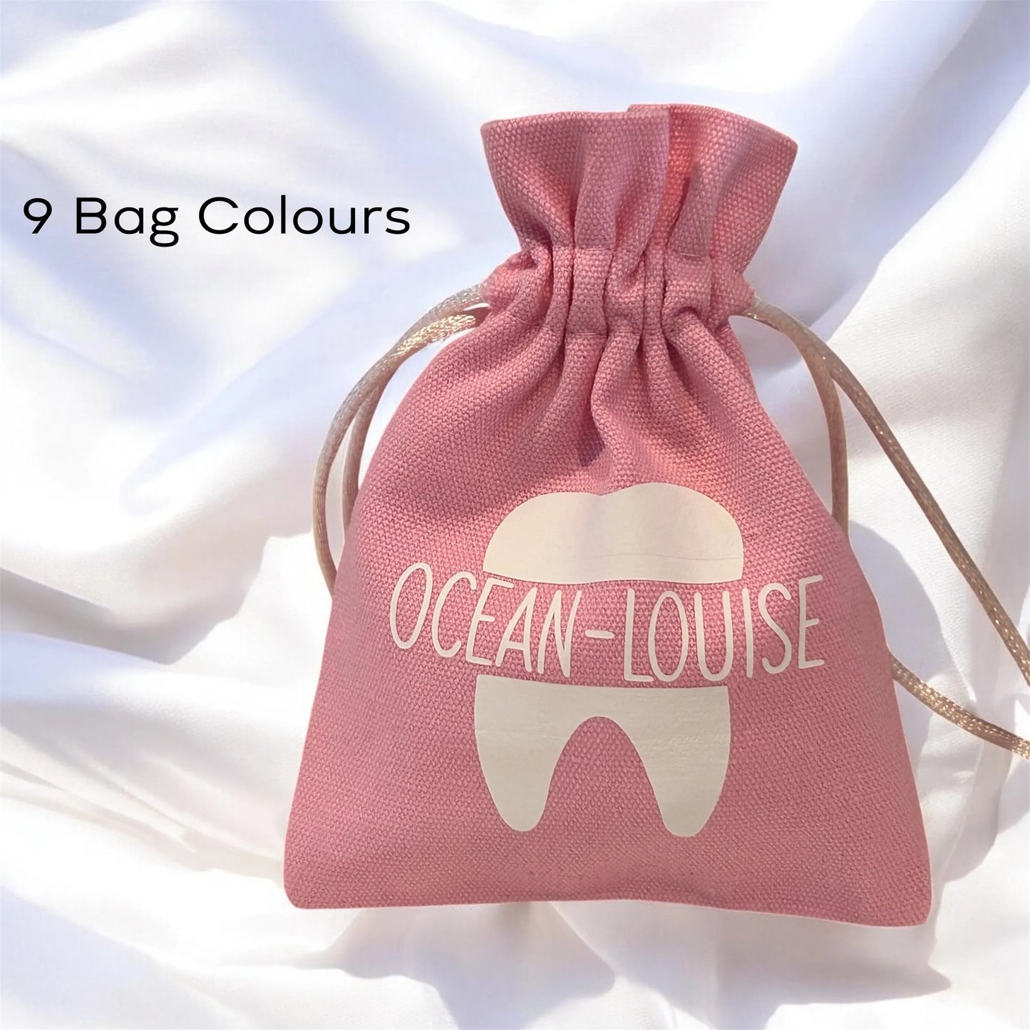 Personalised Tooth Fairy Silk Drawstring Cotton Bag - Custom Name