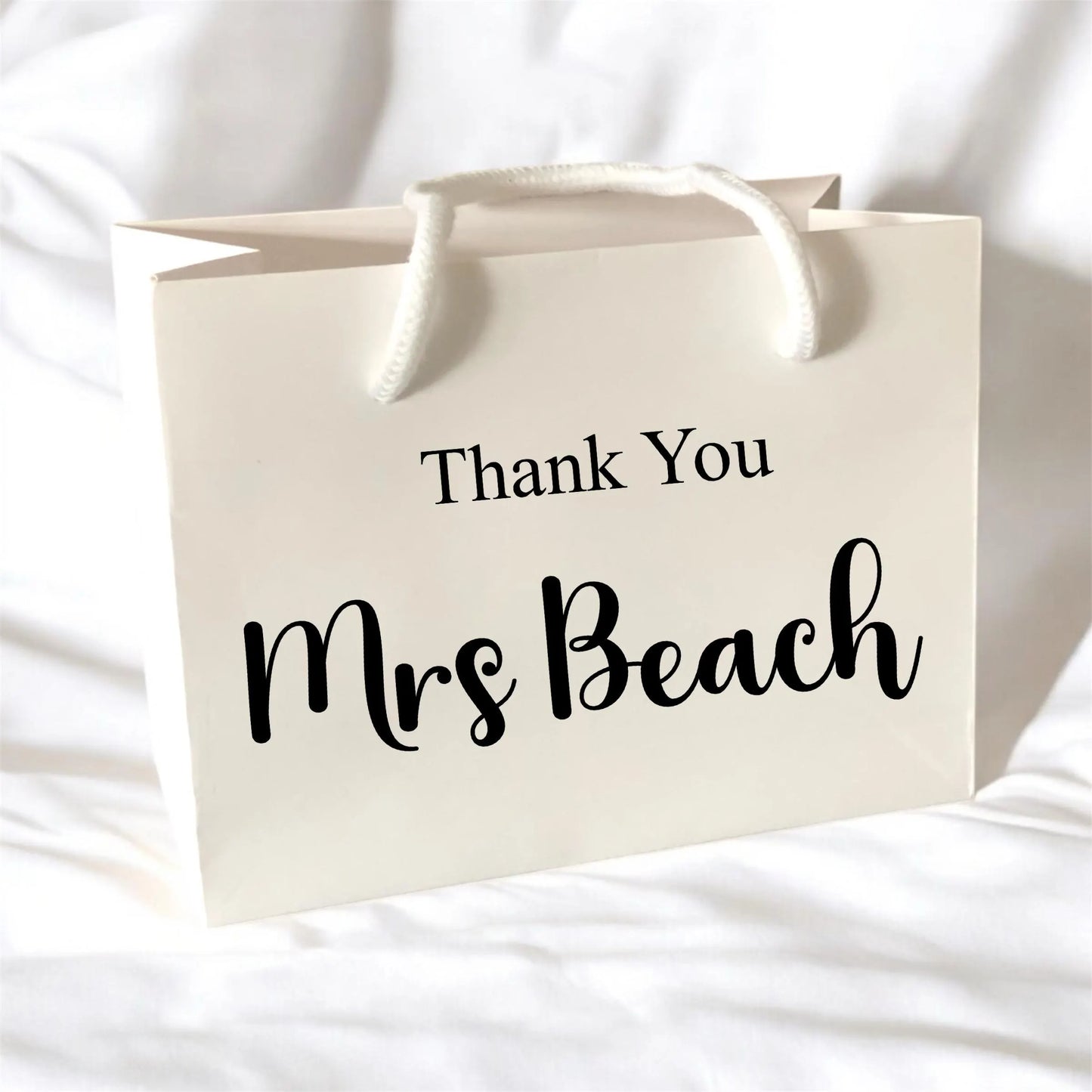 White Thank You Gift Bag With Rope Handle Personalised With Name Small Medium Large Bags Gifts Present Table Gift Surprise
