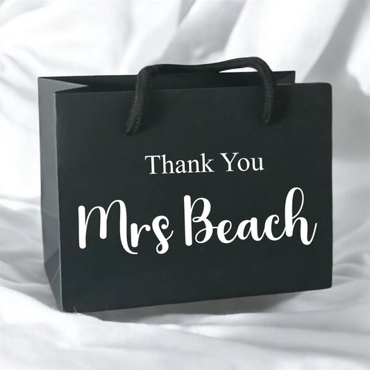 Black Thank You Gift Bag With Rope Handle Personalised With Name Small Medium Large Bags Gifts Present Table Gift Surprise