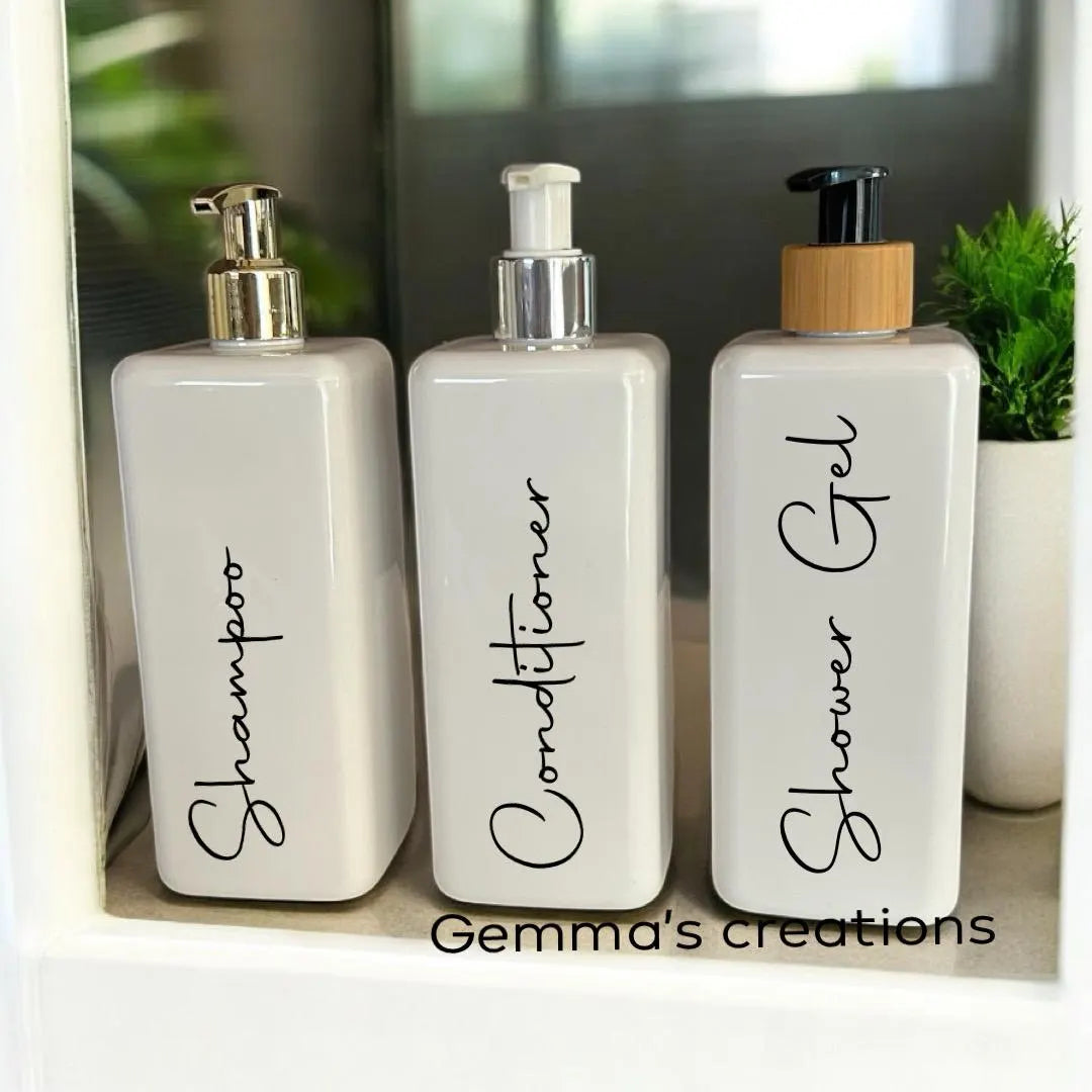 White Square 500ml Pump Bottle -  With Choice Of Pump & Font Style