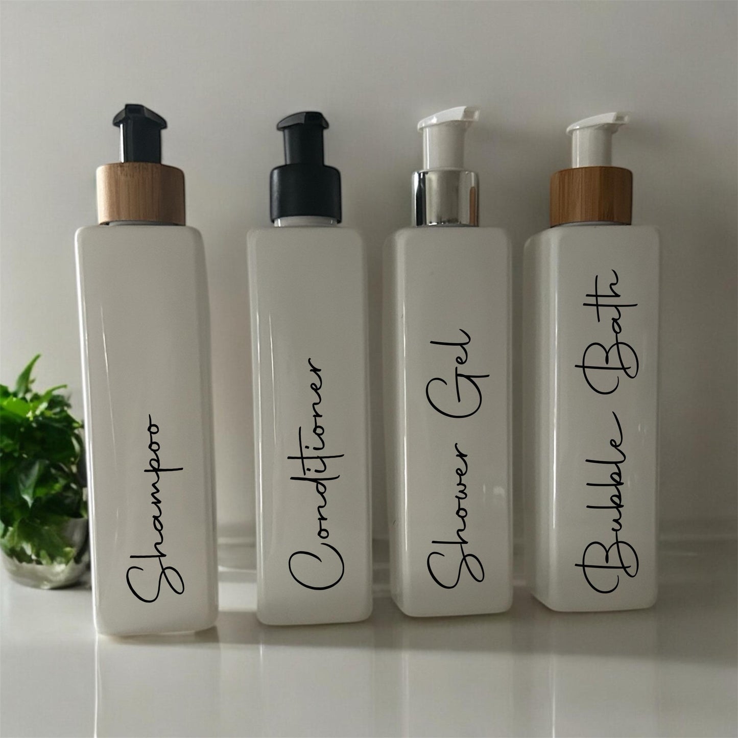 White Square 250ml Pump Bottle -  With Choice Of Pump & Font Style