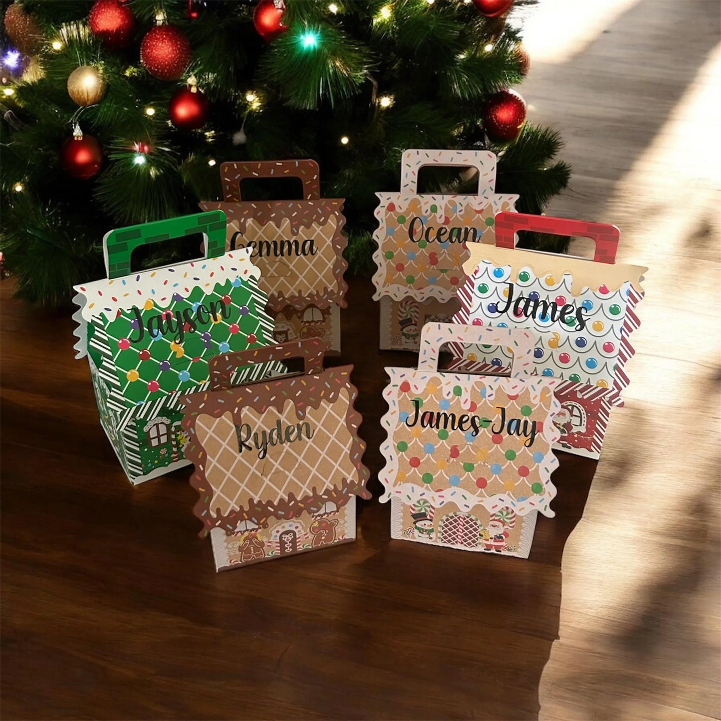 Christmas House Gift Box - Personalised Christmas Table Gift Box - Xmas Eve Box - Favour Place Name - Stocking Filler - Small Present