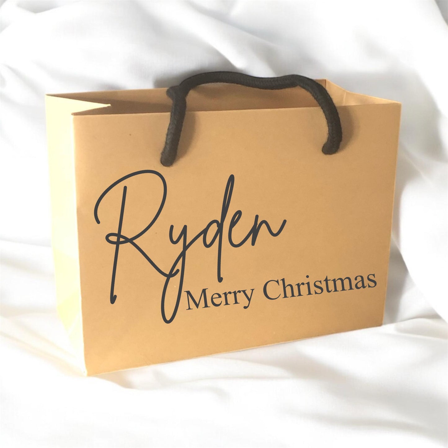 Kraft Brown Merry Christmas Gift Bag With Rope Handle Personalised With Name Small Medium Large Bags Gifts Present Table Gift Surprise