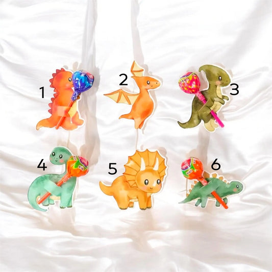Cute Lollipop Holders Dinosaur Theme  -  Kids Children Party Bag Filler - Lollipop NOT included