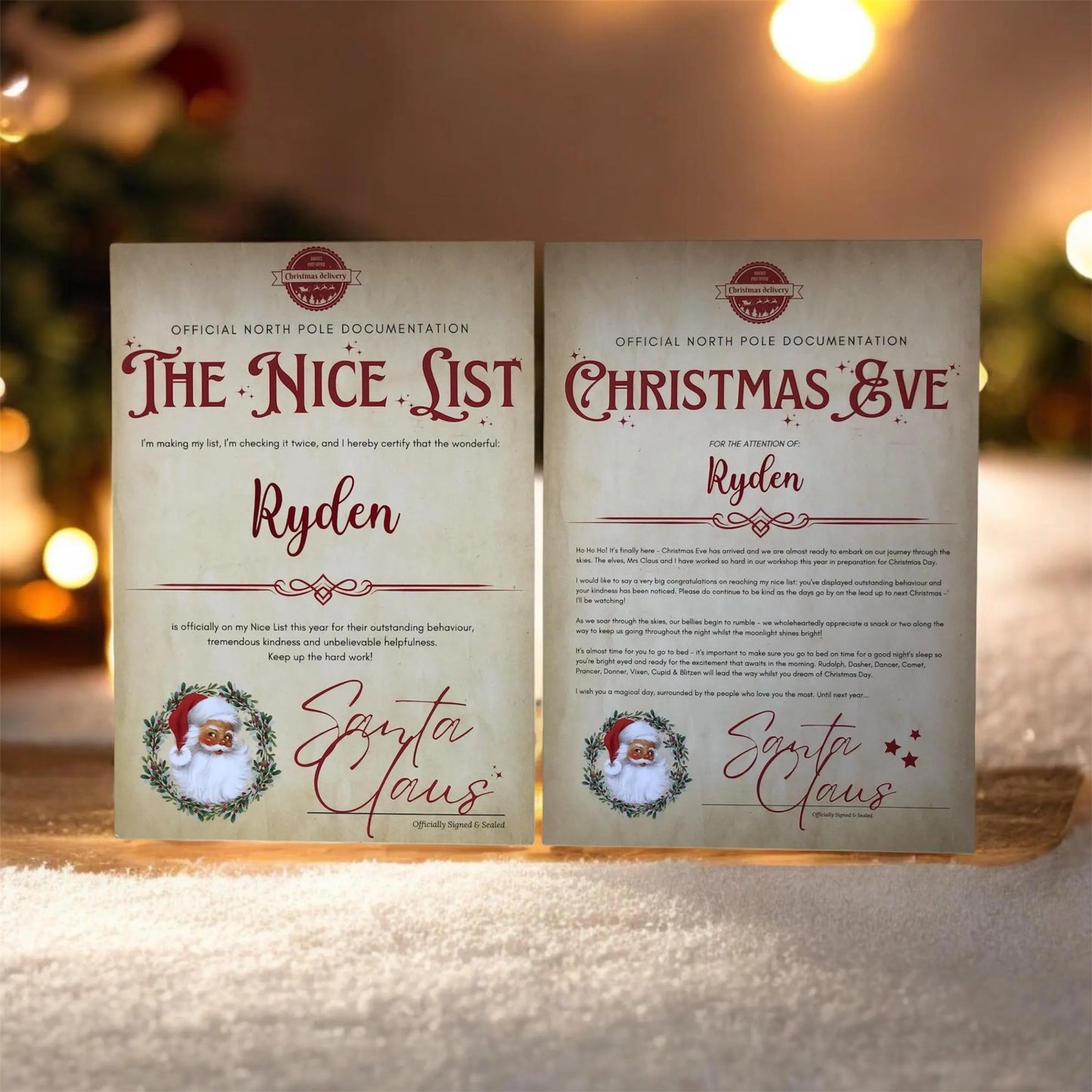 Christmas Eve | Nice List | Santa Letter A4 Certificate Personalised With Name | Xmas Eve Box | Traditional Seasonal Event For Children Kids