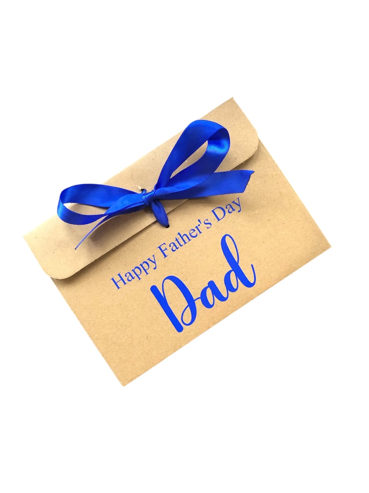 Personalised Happy Father's Day Kraft Brown Gift Envelope With Ribbon | For Money/Voucher | Loved Ones Lots Of Ribbon Colours Available | Name