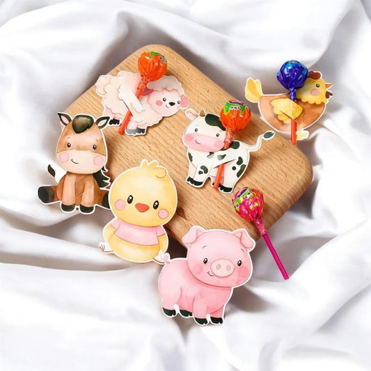 Cute Lollipop Holders Farm Animal Theme  -  Kids Children Party Bag Filler - Lollipop NOT included