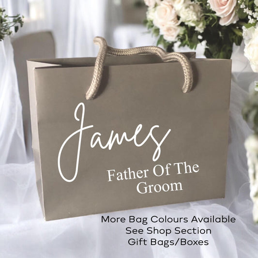 Grey Wedding Name and Role Gift Bag With Rope Handle Personalised Small Medium Large Bags Gifts Present Table Gift Surprise