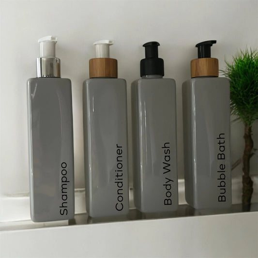 Grey Square 250ml Pump Bottle -  With Choice Of Pump -