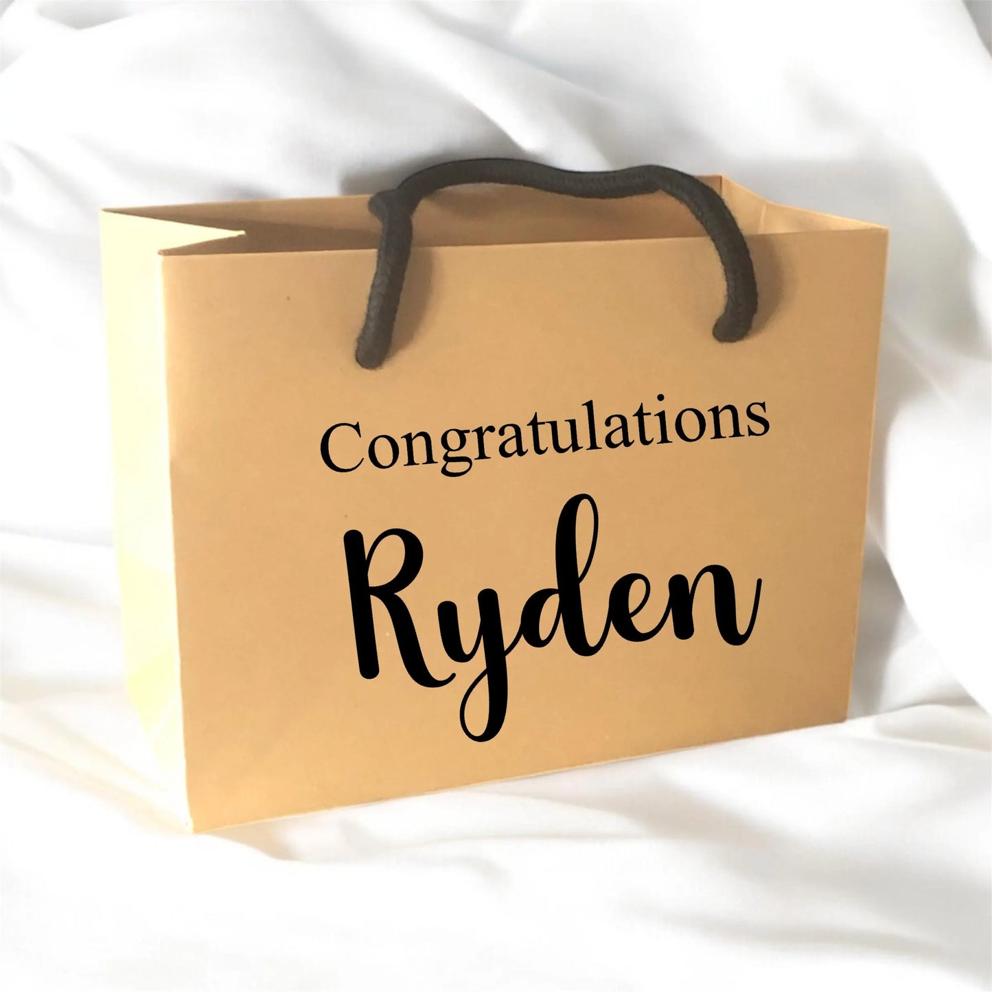 Kraft Brown Congratulations Gift Bag With Rope Handle Personalised With Name Small Medium Large Bags Gifts Present Table Gift Surprise