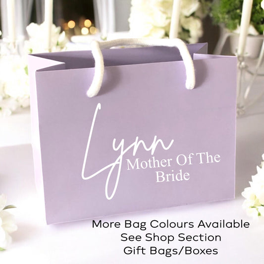 Lilac Wedding Name and Role Gift Bag With Rope Handle Personalised Small Medium Large Bags Gifts Present Table Gift Surprise