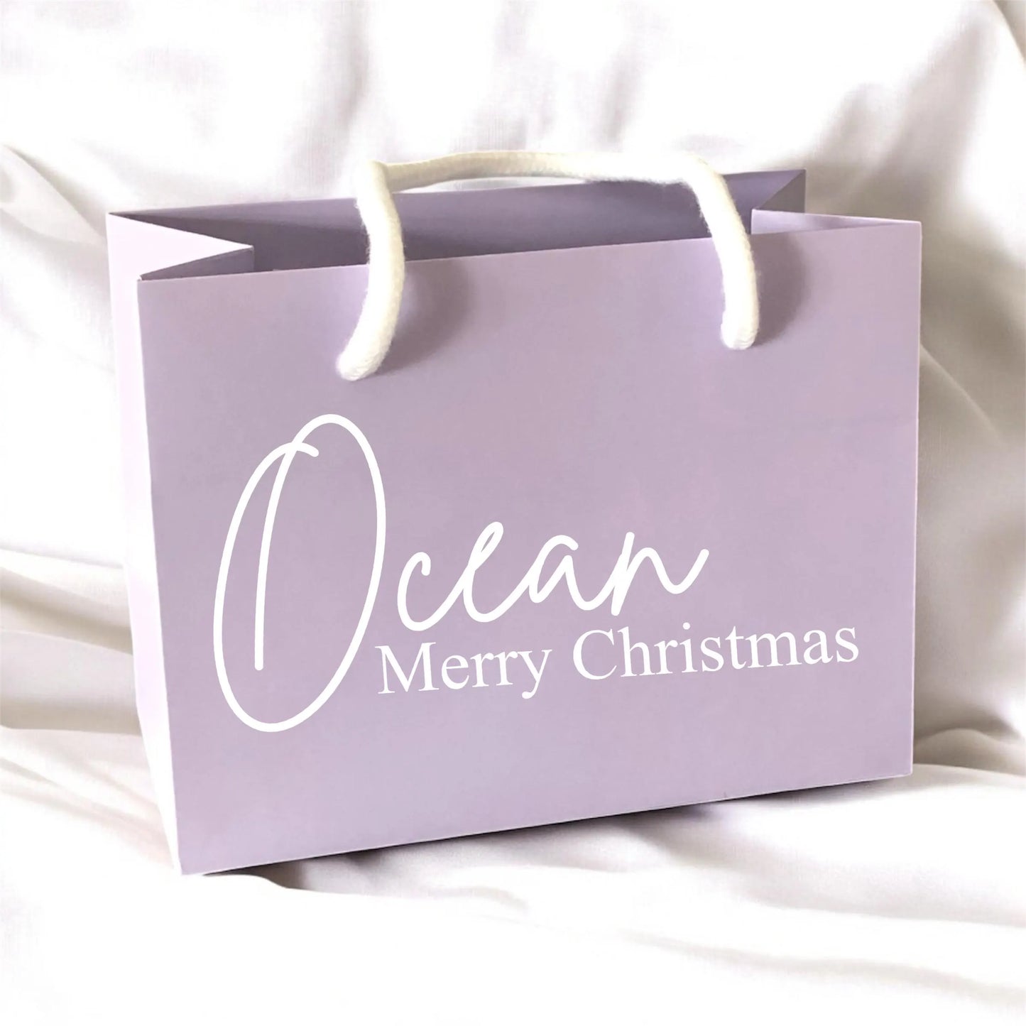 Lilac Merry Christmas Gift Bag With Rope Handle Personalised With Name Small Medium Large Bags Gifts Present Table Gift Surprise