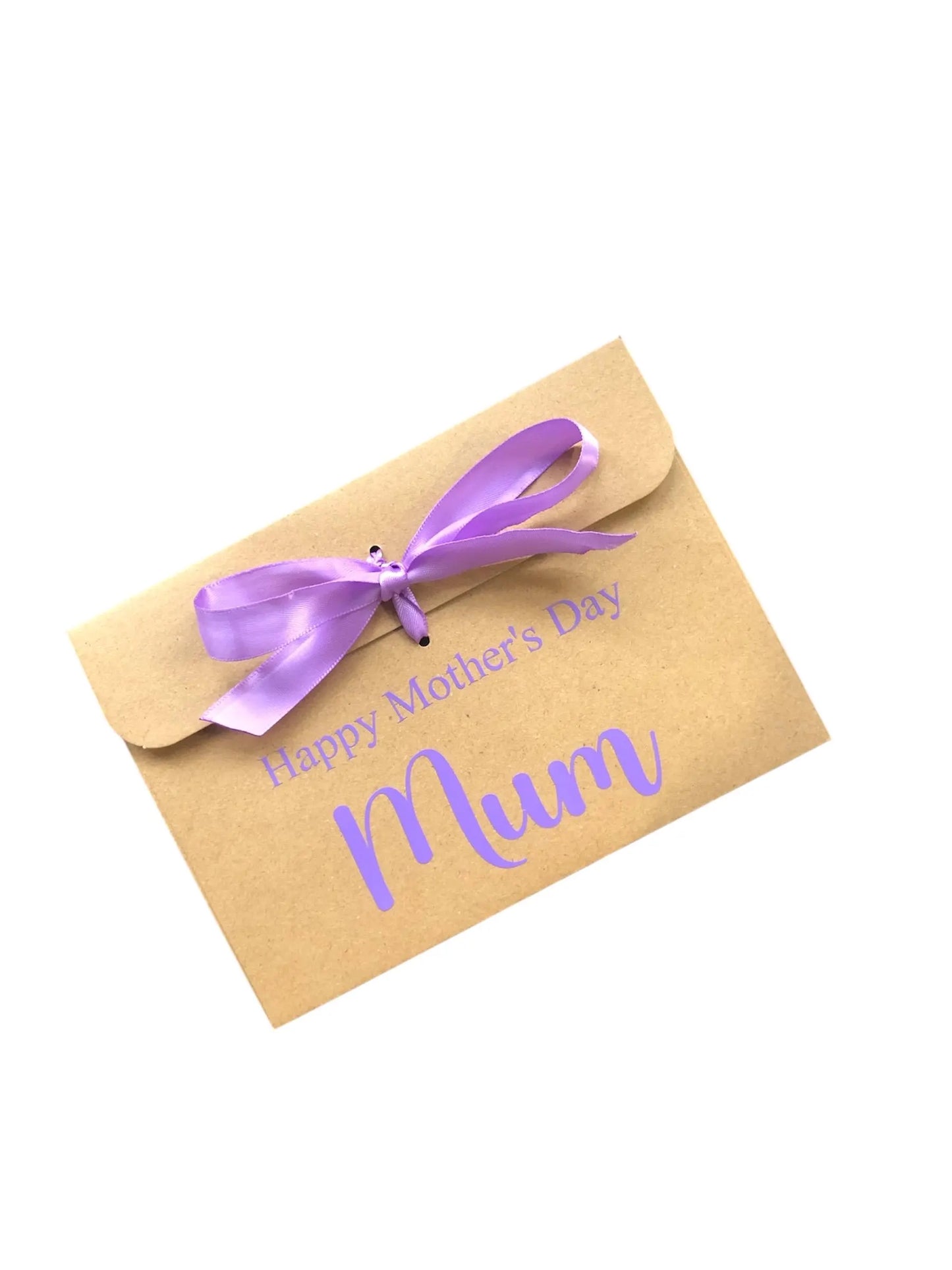Personalised Mother's Day Kraft Brown Gift Envelope With Ribbon | For Money/Voucher | Loved Ones Lots Of Ribbon Colours Available | Name
