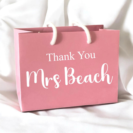 Pink Thank You Gift Bag With Rope Handle Personalised With Name Small Medium Large Bags Gifts Present Table Gift Surprise