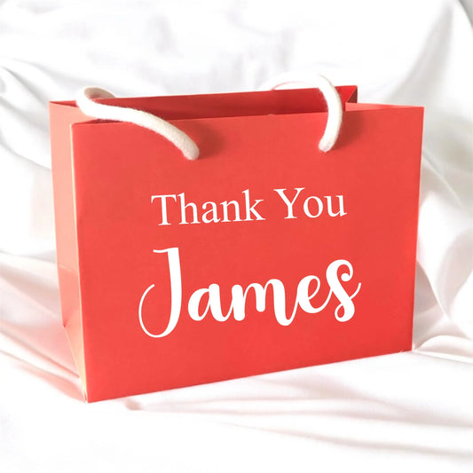 Red Thank You Gift Bag With Rope Handle Personalised With Name Small Medium Large Bags Gifts Present Table Gift Surprise
