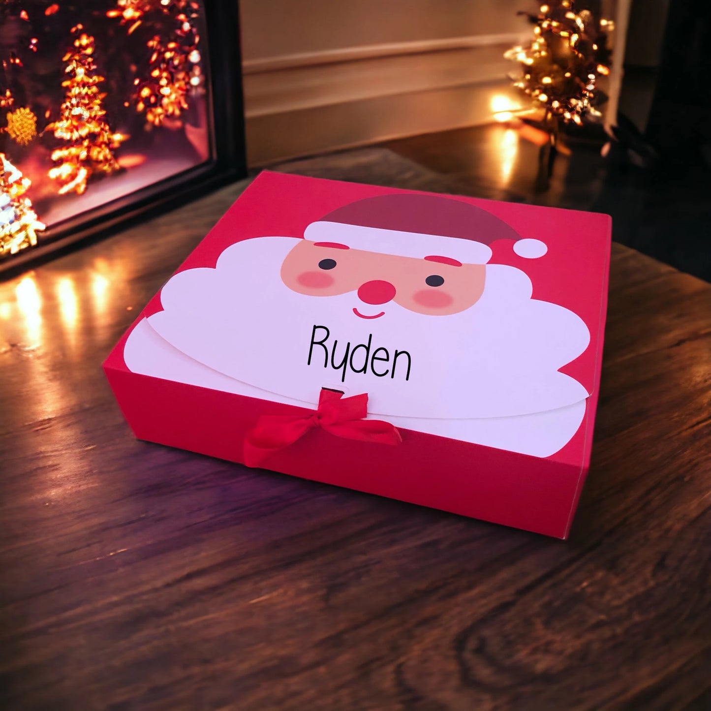 Personalised Red Santa Christmas Eve Box - Father Christmas Night Before Box For Pj's Sweets Activities Gift and More