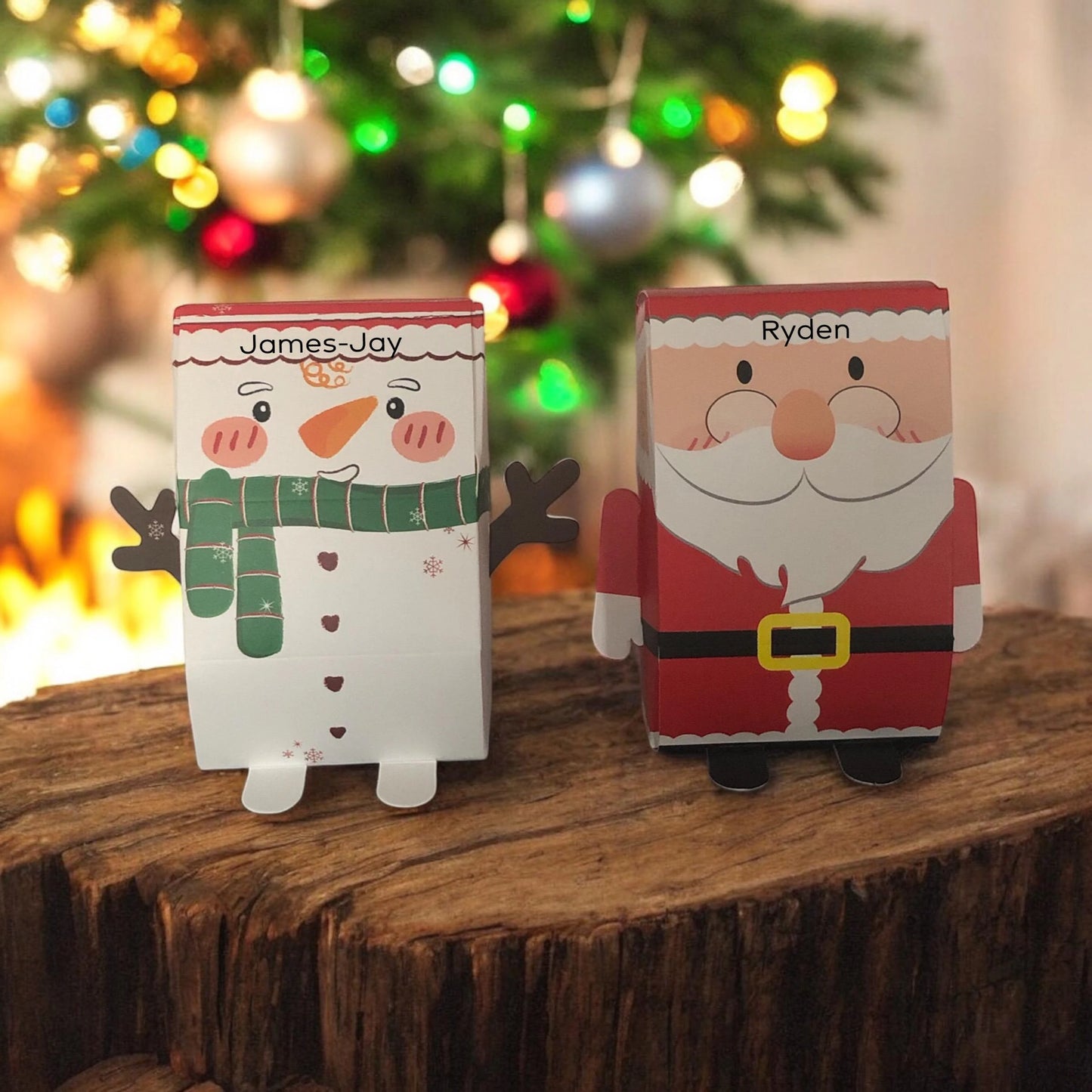 Christmas Gift Box | Small Treat Santa or Snowman Christmas Gift Box with ribbon Christmas Table Gift | Xmas | Secret Santa