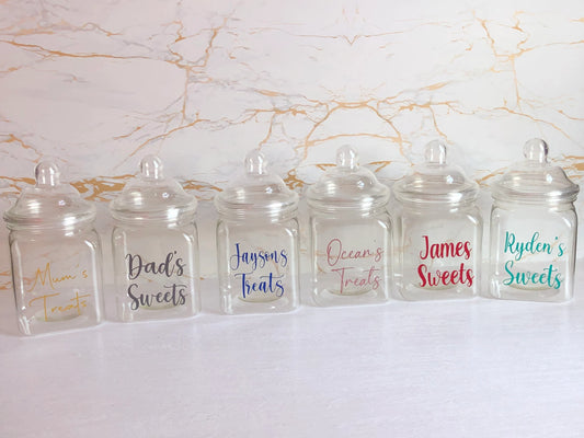 Empty Square Plastic Sweet Jar 450ml | Great For Christmas Treats | Party | Movie Night | Stocking Filler | Personalised Children Adults