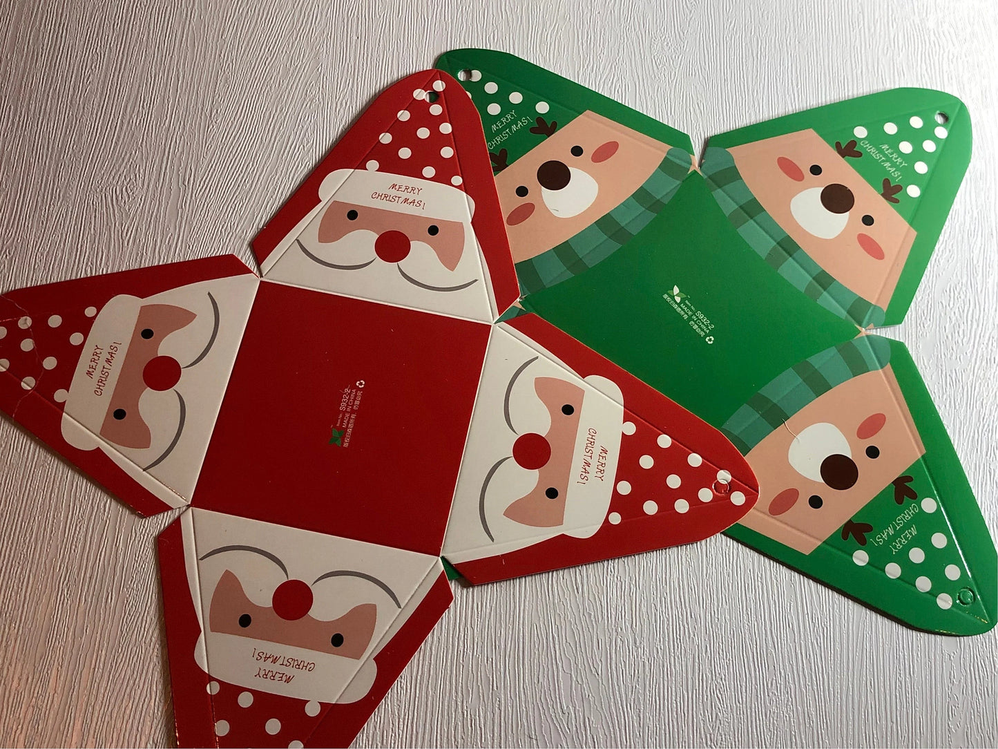 Christmas Gift Box | Small Treat Santa or Reindeer Christmas Gift Box with ribbon Christmas Table Gift | Xmas | Secret Santa