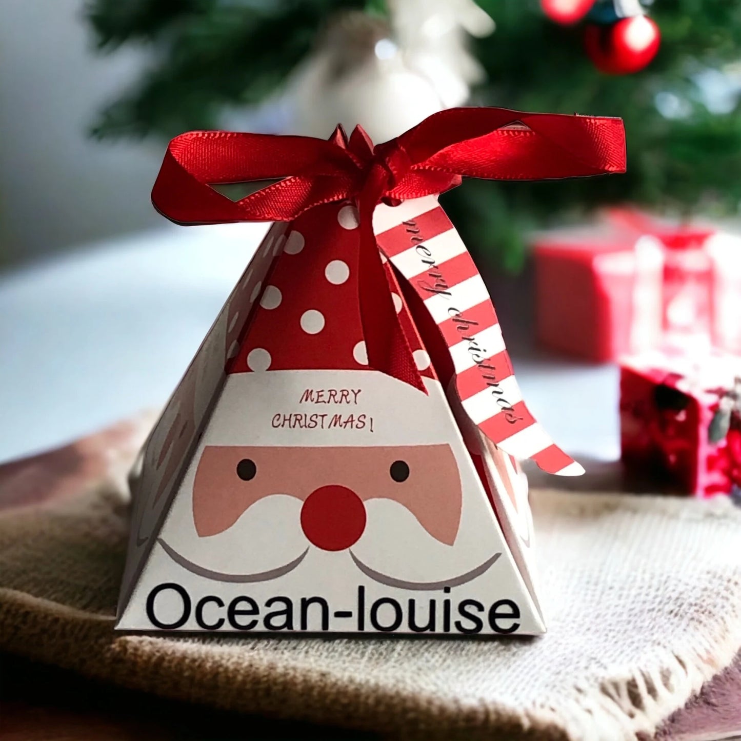 Christmas Gift Box | Small Treat Santa or Reindeer Christmas Gift Box with ribbon Christmas Table Gift | Xmas | Secret Santa