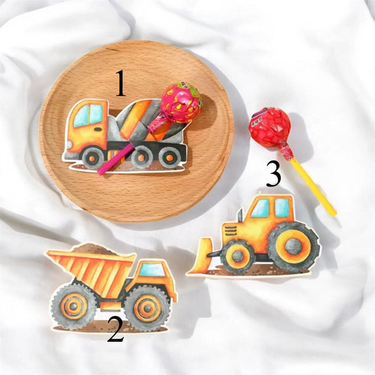 Cute Lollipop Holders Construction Theme  -  Kids Children Party Bag Filler - Lollipop NOT included