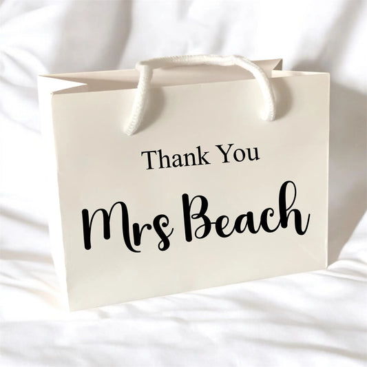 White Thank You Gift Bag With Rope Handle Personalised With Name Small Medium Large Bags Gifts Present Table Gift Surprise