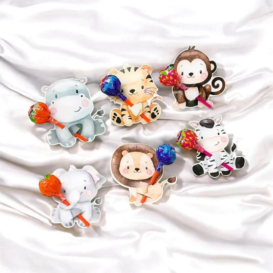 Cute Lollipop Holders Jungle Zoo Theme  -  Kids Children Party Bag Filler - Lollipop NOT included